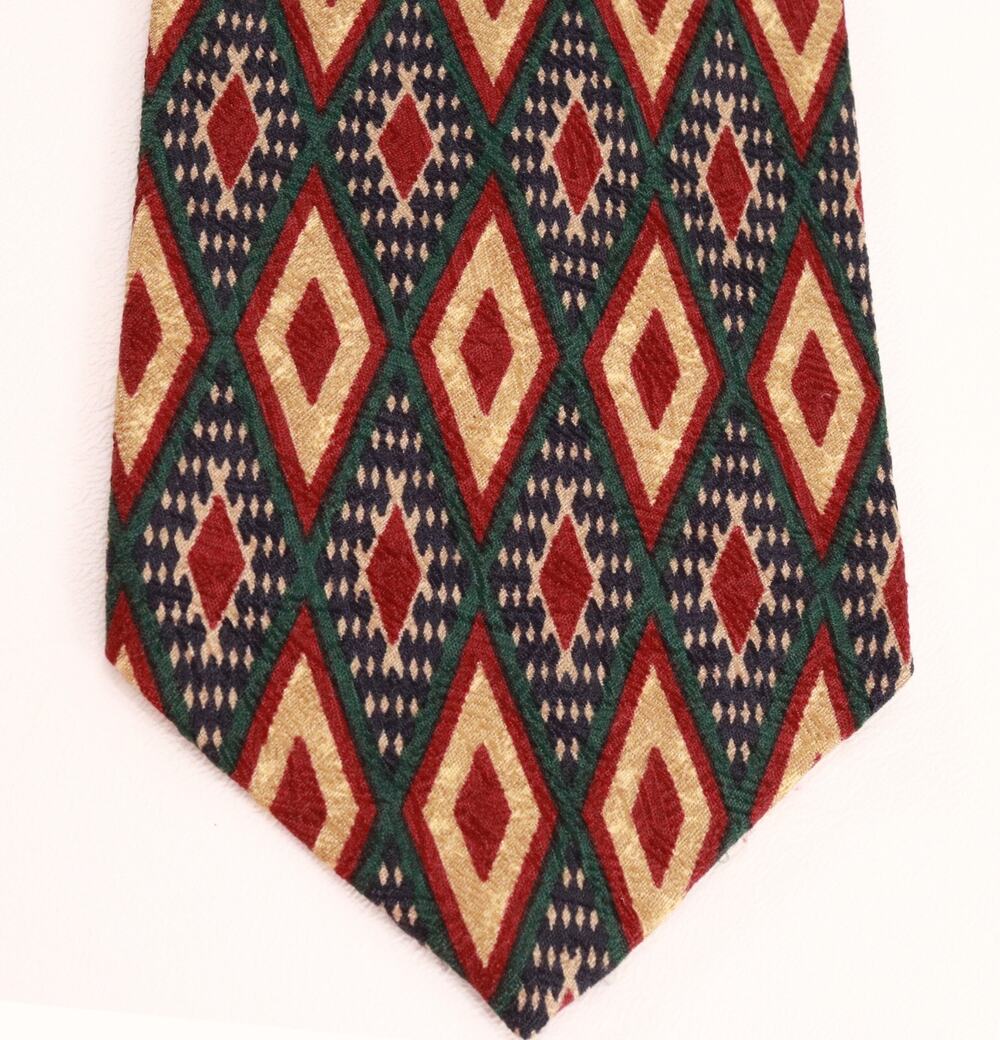 Vtg Eagle Menswear Tie Mens Silk Multicolor Argyle Diamond Southwestern Wide